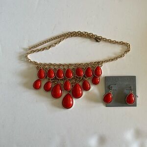 Statement 2 Layer Dangle Drop necklace, and earrings